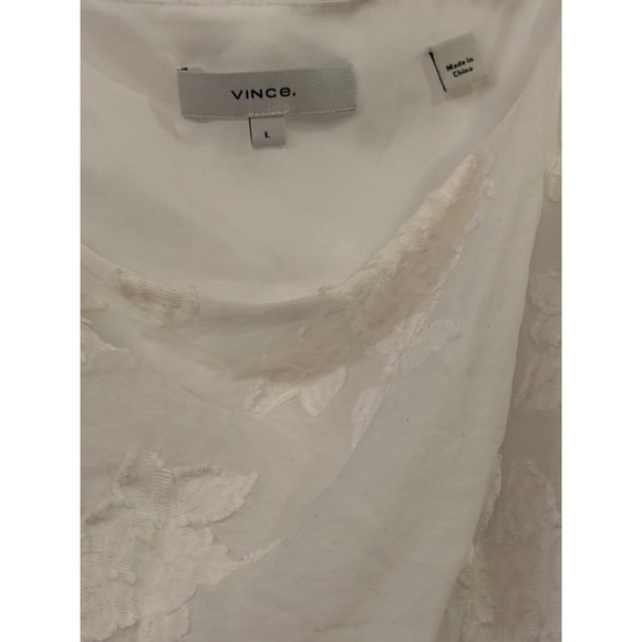 Vince Optic White Textured Floral Cami Luxury Boho Coquette Size Large - Picture 5 of 6